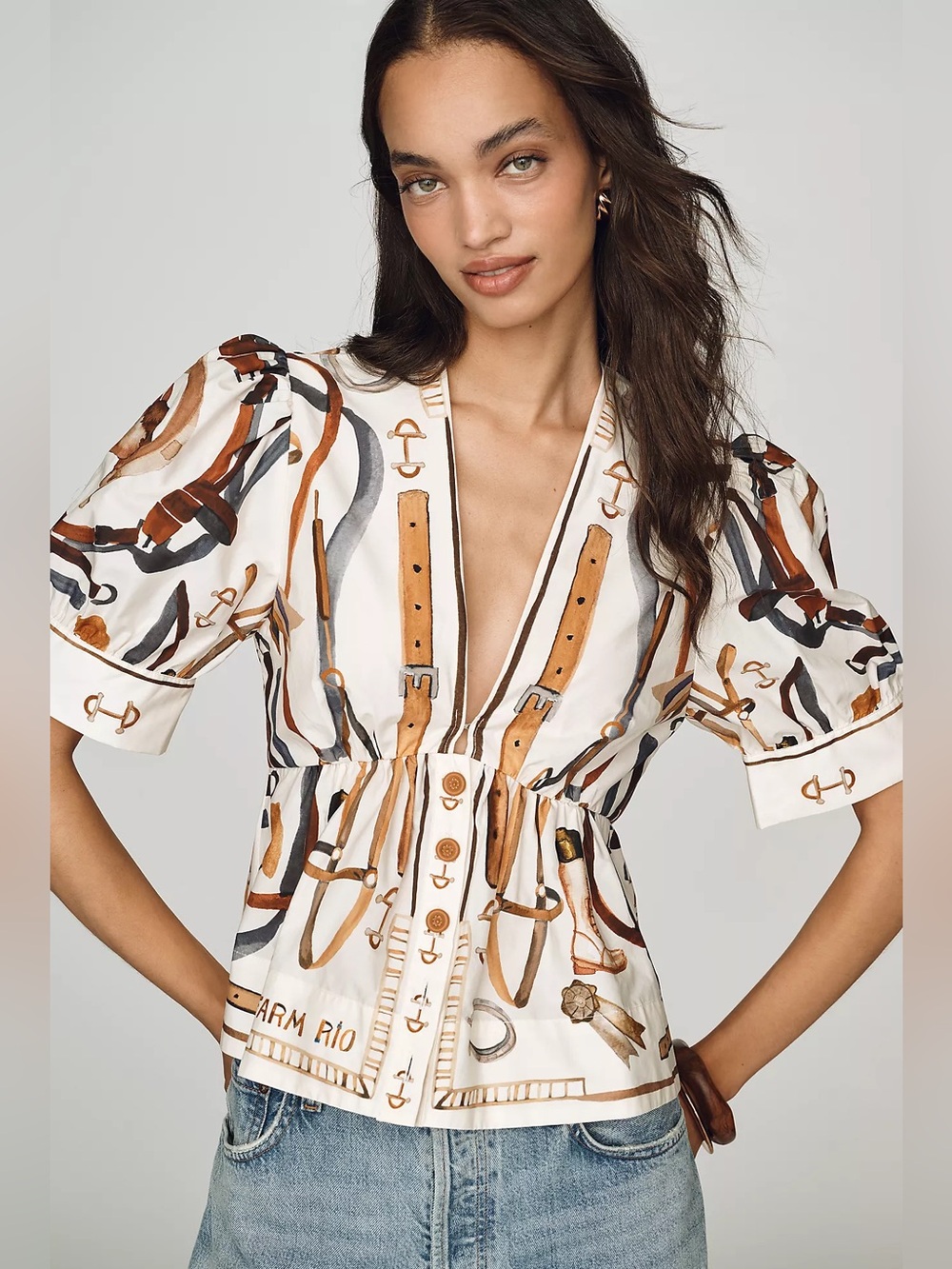 Farm Rio Equestrian Scarf Blouse